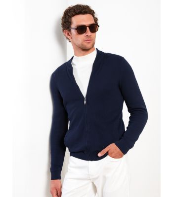 Standard Fit College Neck Men's Tricot Cardigan