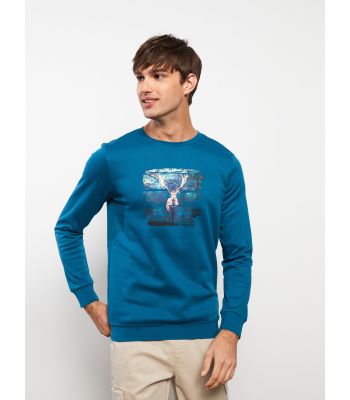 Crew Neck Long Sleeve Printed Men's Sweatshirt