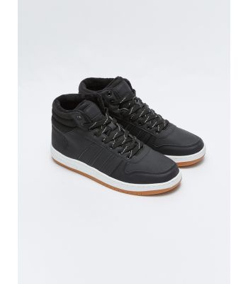 Leather Look Lace-Up Ankle-Length Men's Sneakers