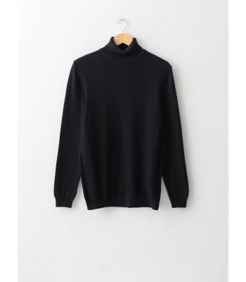 Turtleneck Long Sleeve Thin Men's Tricot Sweater