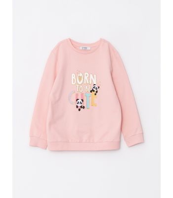 Crew Neck Printed Long Sleeve Girl Sweatshirt