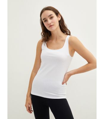 Square Collar Plain Cotton Women's Singlet