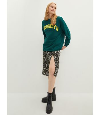 Flower Patterned Viscose Women's Skirt