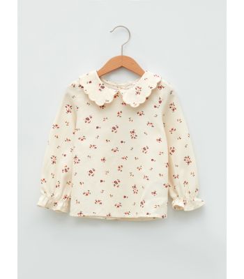 Baby Collar Long Sleeve Patterned Cotton Baby Girl Blouse