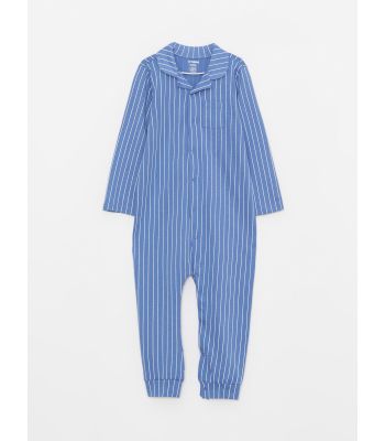 Polo Neck Long Sleeve Striped Baby Boy Jumpsuit