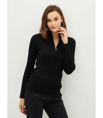 Half Turtleneck Regular Long Sleeve Women's Tricot Sweater