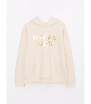 Hooded Printed Long Sleeve Girl Sweatshirt