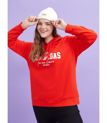 Hooded Printed Long Sleeve Women's Sweatshirt