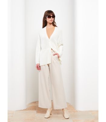 كارديجان منسوج بأكمام طويلة وياقة V