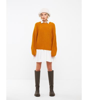 Crew Neck Regular Long Sleeve Women's Tricot Sweater