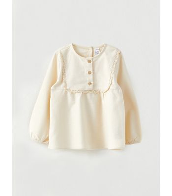 Crew Neck Long Sleeve Baby Girl Blouse