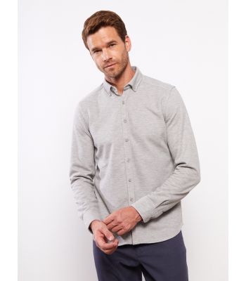 Slim Fit Long Sleeve Gabardine Men's Shirt