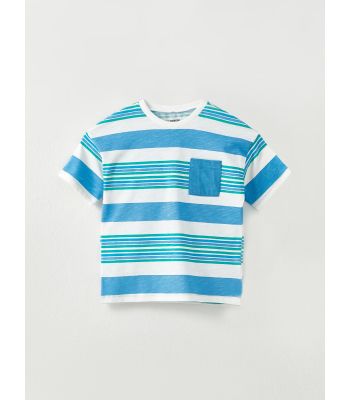 Crew Neck Short Sleeve Striped Cotton Baby Boy T-shirt