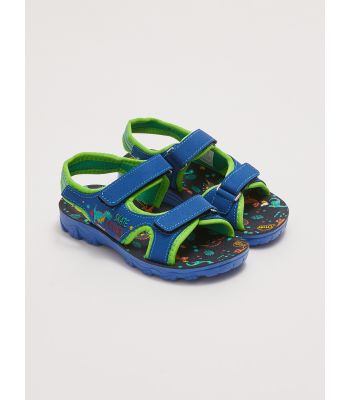 Printed Double Banded Hook and Loop Boys Sandals