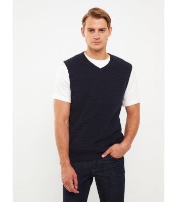 Standard Fit V Neck Men's Tricot Sweater