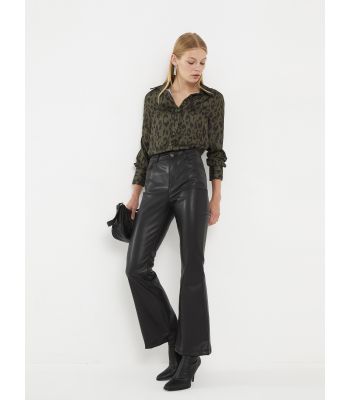 بنطال نسائي جلدي بقصة رسمية