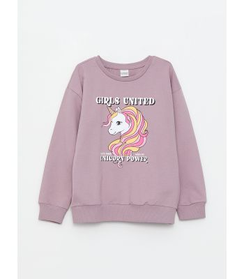 Crew Neck Printed Long Sleeve Girl Sweatshirt