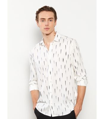 Regular Fit Long Sleeve Patterned Men's Shirt