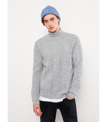 Turtleneck Long Sleeve Men's Tricot Sweater