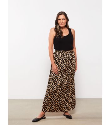 Elastic Waist Patterned Viscose Women's Skirt