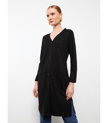 كارديجان نسائي بياقة على شكل V وأكمام طويلة