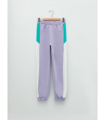 Elastic Waist Color-Blocked Girl Jogger Sweatpants