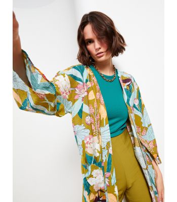 Shawl Collar Floral Women's Kimono