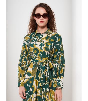 تونيك بأكمام طويلة وياقة قميص منقوشة