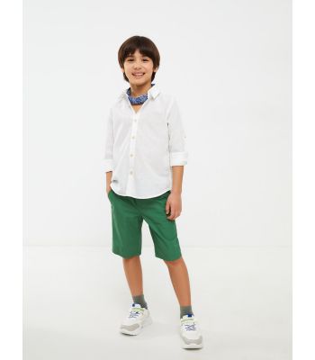 Basic Elastic Waist Poplin Boy Shorts