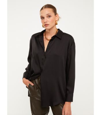 Buttoned Regular Long Sleeve Satin Women's Shirt