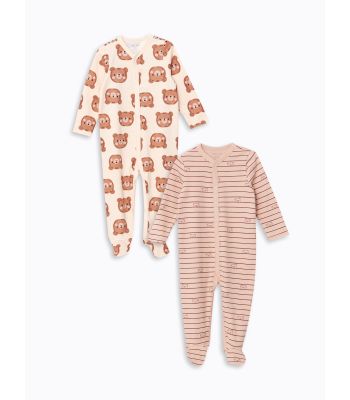 V Neck Long Sleeve Printed Baby Boy Jumpsuit 2-Pack