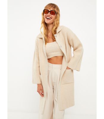 كاريدجان نسائي بياقة قميص وأكمام طويلة