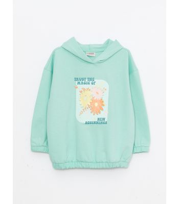 Hooded Printed Long Sleeve Girl Sweatshirt