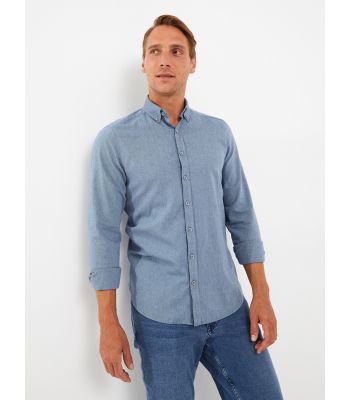 Slim Fit Long Sleeve Gabardine Men's Shirt