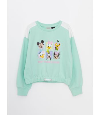 Crew Neck Disney Printed Long Sleeve Girl's Sweatshirt