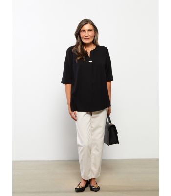 Loose Neck Patterned Women Blouse