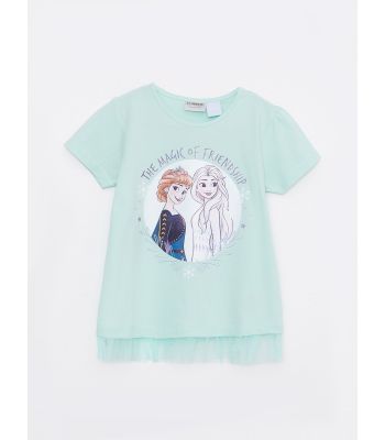 Crew Neck Frozen Printed Short Sleeve Girl T-Shirt