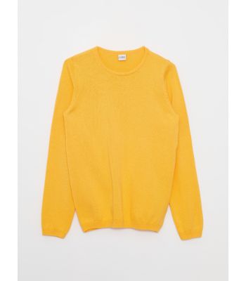 Crew Neck Basic Long Sleeve Girl Tricot Sweater