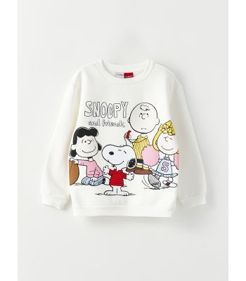 Crew Neck Snoopy Printed Long Sleeve Girls' Sweatshirt