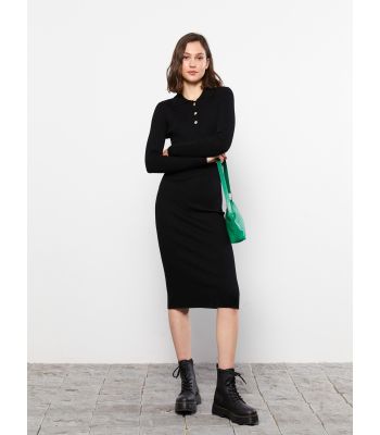 Shirt Neck Regular Long Sleeve Women's Tricot Dress