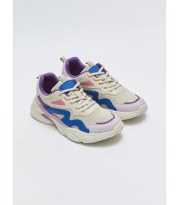 Color Block Lace-Up Women's Active Sneakers