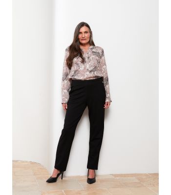 Elastic Waist Standard Fit Straight Pocket Detailed Women's Trousers