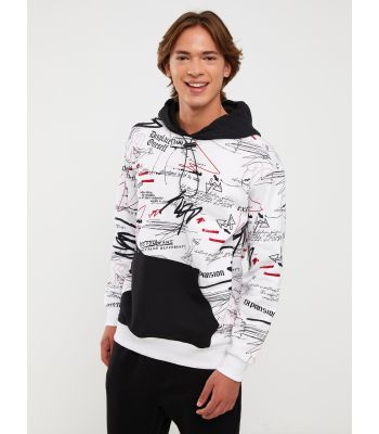 Oversize Hooded Long Sleeve Printed Men's Hoodie