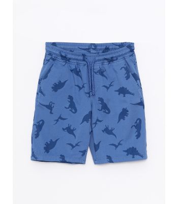 Elastic Waist Patterned Gabardine Boy Shorts