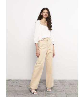 Standard Fit Regular Bell-Bottoms Gabardine Women's Trousers