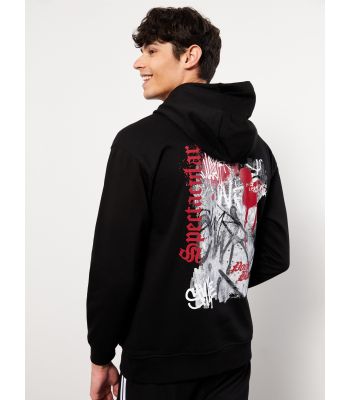 Oversize Hooded Long Sleeve Printed Men's Hoodie