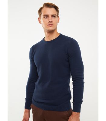 Crew Neck Long Sleeve Men's Tricot Sweater