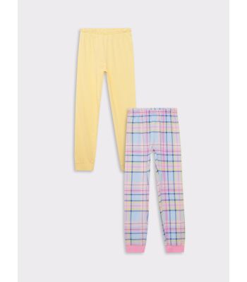 Elastic Waist Cotton Girl Pajama Bottoms 2-Pack