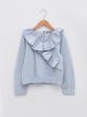 V-Neck Ruffle Detailed Long Sleeve Poplin Girl's Blouse