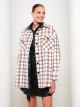 Buttoned Plaid Long Sleeve Tweed Women's Shirt Jacket